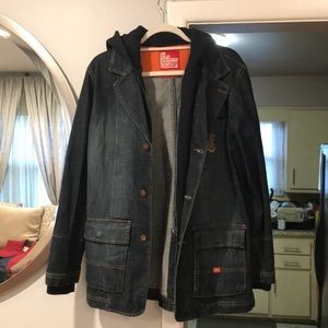 Men’s denim jacket with hood